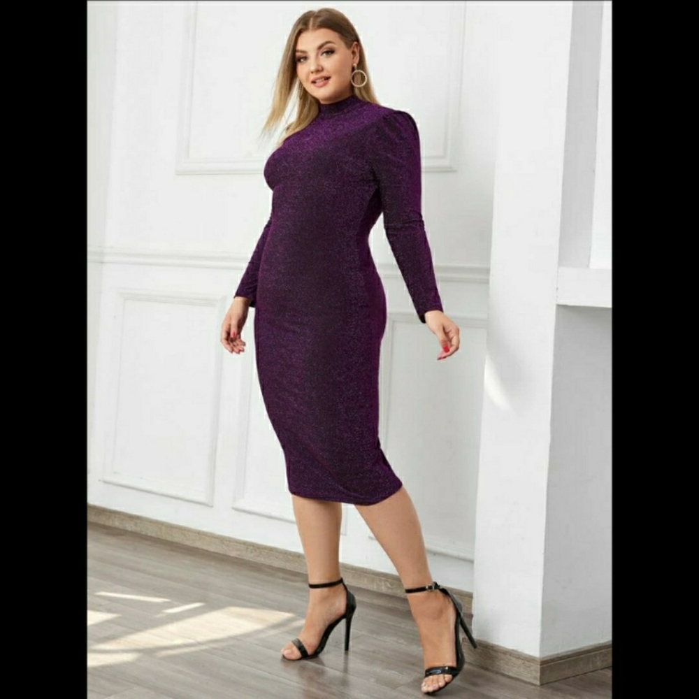 NWT Plus Glitter Bodycon Dress - Picture 4 of 6